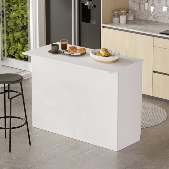 Isola Centrale Cucina 120 Cm Con Ante E Ripiani Dorian Bianca