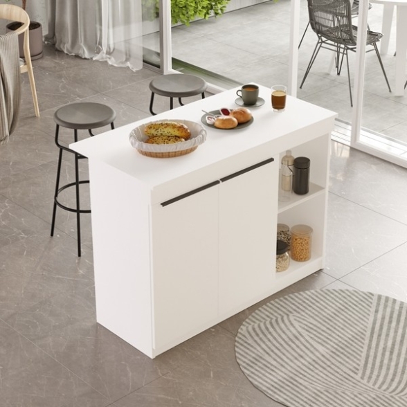 Isola Centrale Cucina 120 Cm Con Ante E Ripiani Dorian Bianca