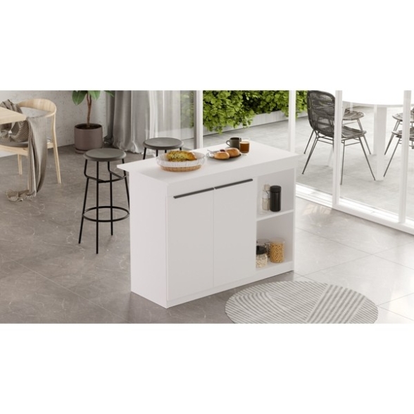 Isola Centrale Cucina 120 Cm Con Ante E Ripiani Dorian Bianca