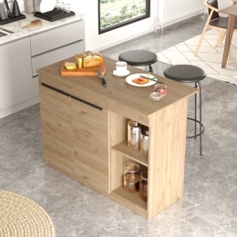Isola Centrale Cucina 120 Cm Con Ante E Ripiani Dorian Rovere