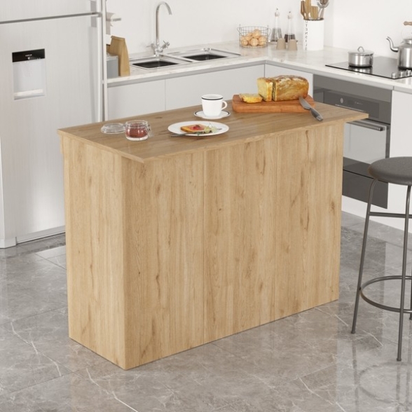 Isola Centrale Cucina 120 Cm Con Ante E Ripiani Dorian Rovere