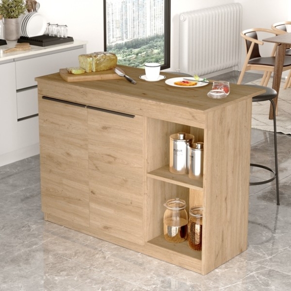 Isola Centrale Cucina 120 Cm Con Ante E Ripiani Dorian Rovere