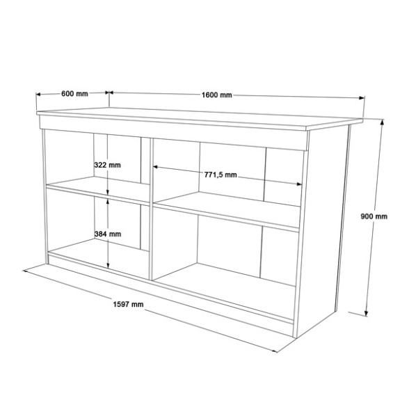 Isola Centrale Cucina 160 Cm Con Ante E Ripiani Dorian Rovere