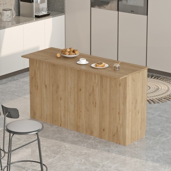 Isola Centrale Cucina 160 Cm Con Ante E Ripiani Dorian Rovere