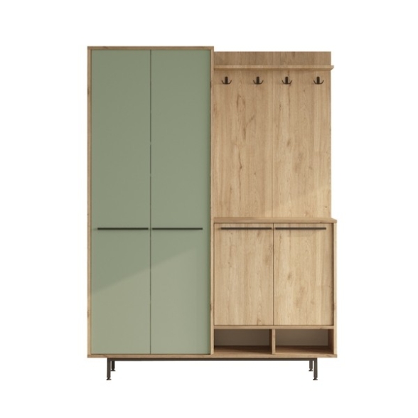 Mobile Ingresso Con Scarpiera E Appendiabiti Whisper Legno E Verde