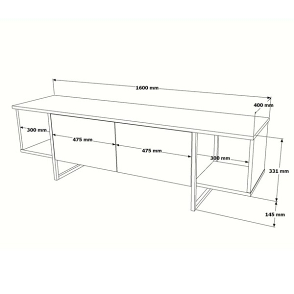 Mobile TV Da Terra 160 Cm Stile Industrial Con Ante A Ribalta Icaro Rovere
