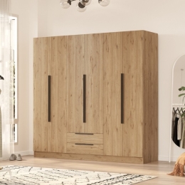 Armadio Guardaroba 6 Ante 2 Cassetti 210x55x207 Duke Rovere