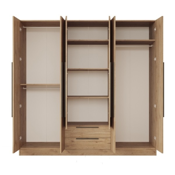 Armadio Guardaroba 6 Ante 2 Cassetti 210x55x207 Duke Rovere