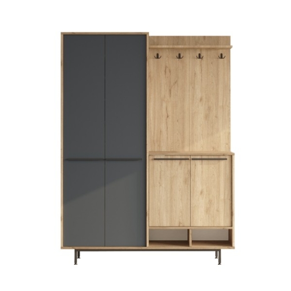 Mobile Ingresso Con Scarpiera E Appendiabiti Whisper Legno E Antracite