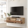 Mobile Tv Sospeso 100x32x30 Rovere E Rosso Frame 2 Vani