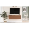 Mobile TV Sospeso 100x32x30 Rosso E Rovere Con Vano Frame