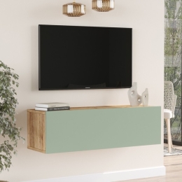 Mobile TV Sospeso 100x32x30 Verde E Rovere Con Vano Frame