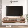 Mobile Tv Sospeso 140x32x30 Effetto Legno 2 Vani Rovere E Rosso Frame 