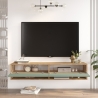 Mobile Tv Sospeso 140x32x30 Effetto Legno 2 Vani Rovere E Verde Frame 