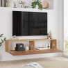 Mobile Tv Sospeso 140x32x30 Rovere E Rosso Mattone Frame