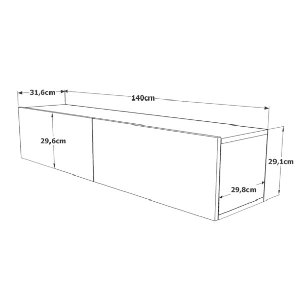 Mobile Tv Sospeso 140x32x30 Rovere E Verde Salvia Frame