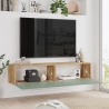 Mobile Tv Sospeso 140x32x30 Rovere E Verde Salvia Frame