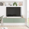 Mobile Tv Sospeso 140x32x30 Rovere E Verde Salvia Frame