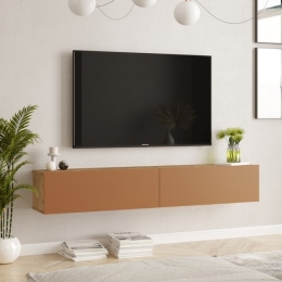 Mobile Tv Sospeso 180x32x30 Rovere E Rosso Mattone Frame