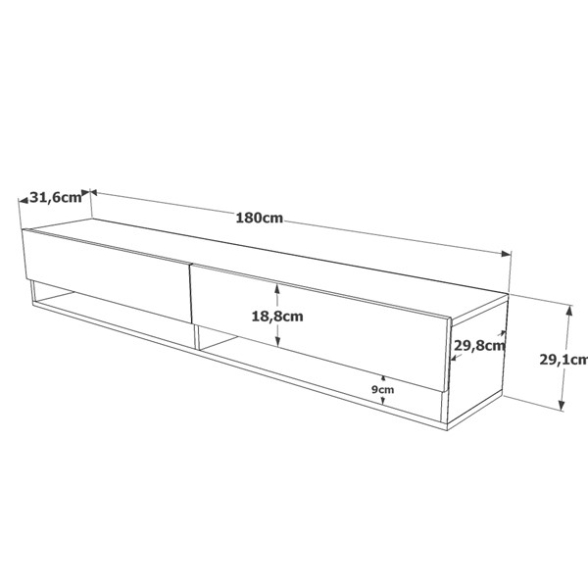 Mobile Tv Sospeso 180 Cm 2 Vani Rovere E Verde Salvia Frame