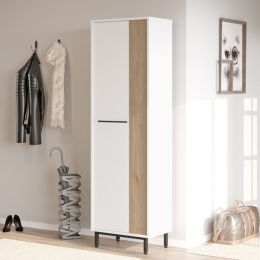 Scarpiera Multiripiano 57x36x185 Cm 1 Anta Argo Bianco E Rovere