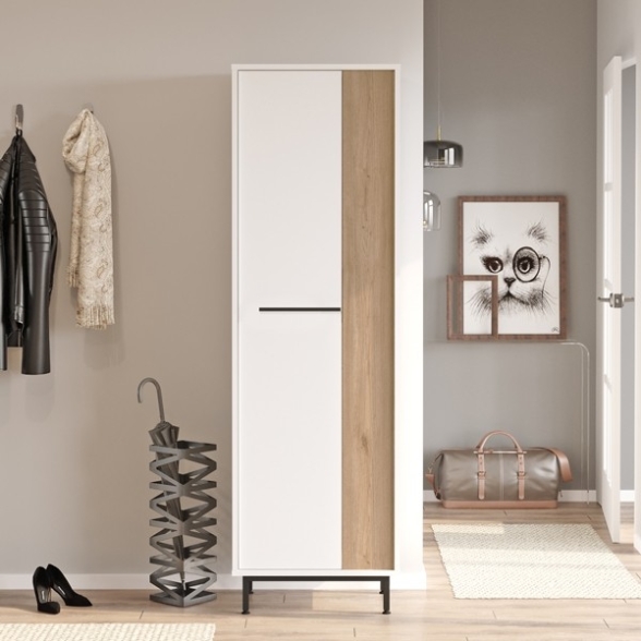 Scarpiera Multiripiano 57x36x185 Cm 1 Anta Argo Bianco E Rovere