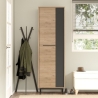 Scarpiera Multiripiano 57x36x185 Cm 1 Anta Argo Antracite E Rovere