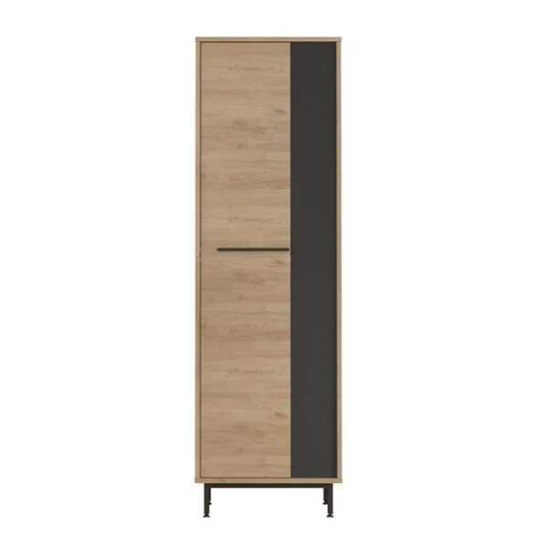 Scarpiera Multiripiano 57x36x185 Cm 1 Anta Argo Antracite E Rovere