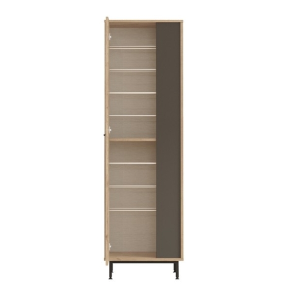 Scarpiera Multiripiano 57x36x185 Cm 1 Anta Argo Antracite E Rovere