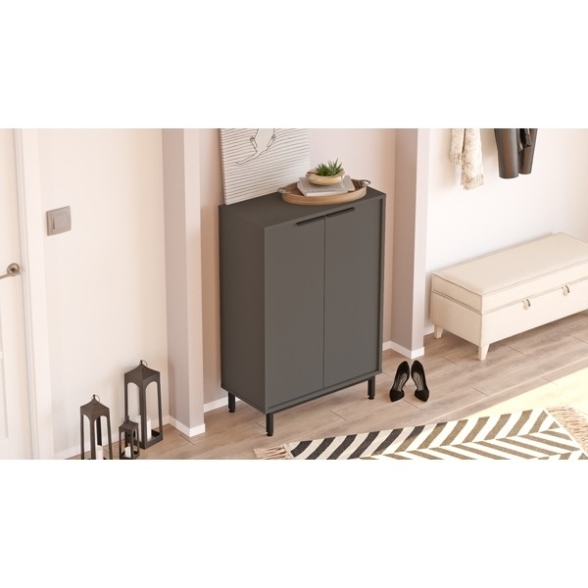 Scarpiera Da Ingresso 72x36x105 A 2 Ante Con Piedini Argo Antracite