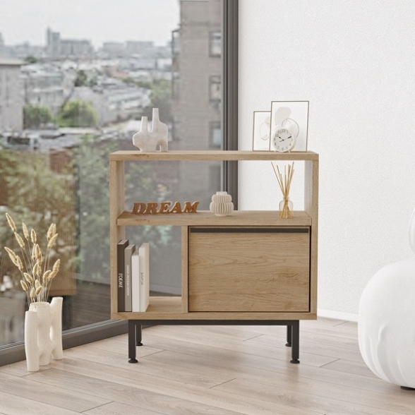 Tavolino Laterale Per Divano Da Salotto 60x25x60 Ocean Effetto Legno
