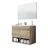 Mobile bagno sospeso 80 cm con lavabo e specchio rovere - Dakota 96250
