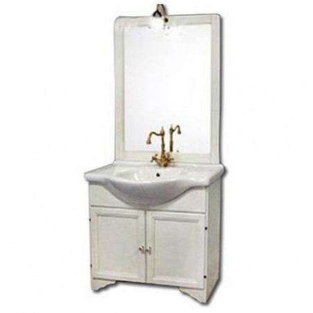 Mobile bagno 85 cm con lavabo e specchio bianco - Duchessa 8693