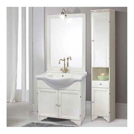 Mobile bagno 85 cm con lavabo, specchio e colonna bianco - Duchessa 8693