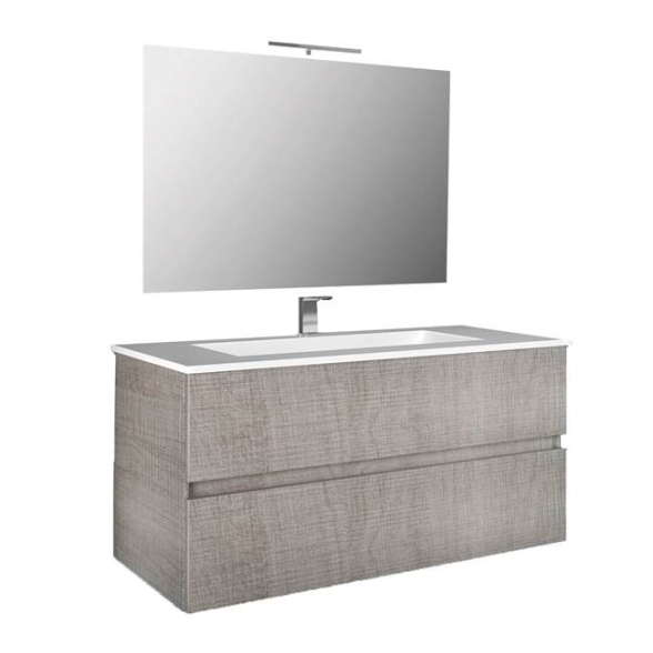 Mobile bagno sospeso 80 cm con specchio e lavabo rovere corda - Splash 93221