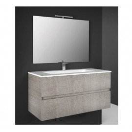 Mobile bagno sospeso 80 cm con specchio e lavabo rovere corda - Splash 93221