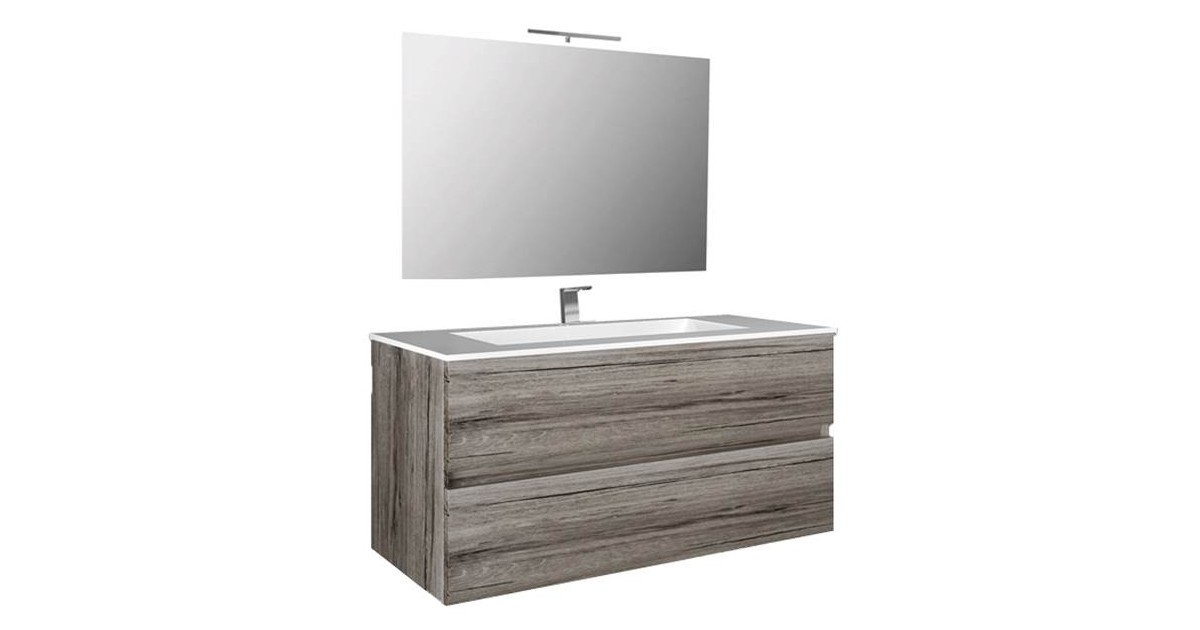 Mobile Bagno Industriale Con Lavabo E Specchio - 80x47x78cm, Metallico, Stile Moderno - Foto 7