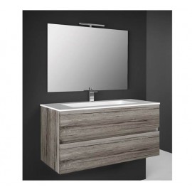 Mobile bagno sospeso 80 cm con specchio e lavabo rovere grigio - Splash 93220