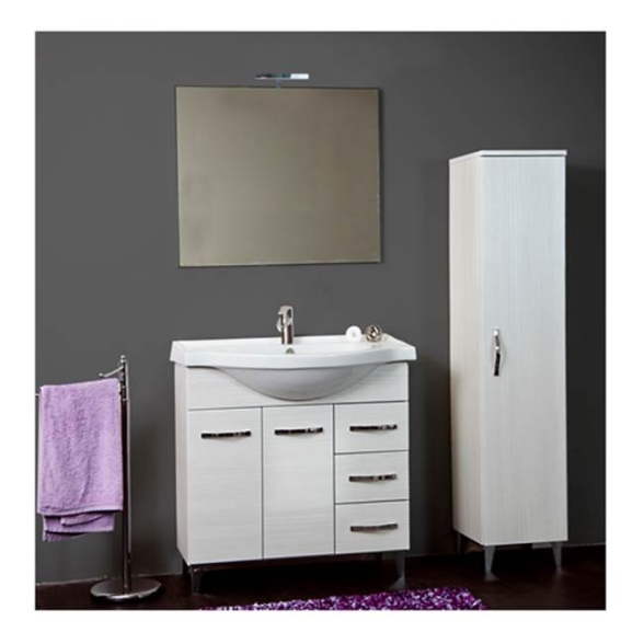 Mobile bagno 85 cm con lavabo, specchio e colonna bianco portuna - Claudia 93826