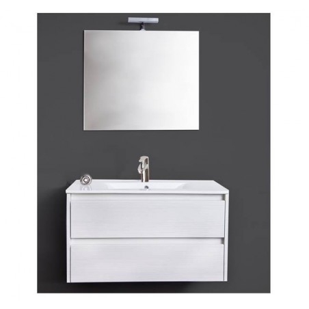 Mobile bagno sospeso 90 cm con lavabo e specchio bianco portuna - Federica 93827