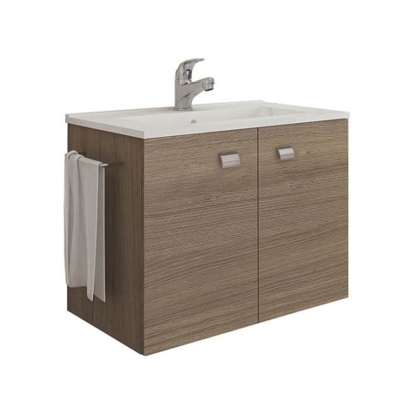 Mobile bagno sospeso 60 cm con lavabo e portasalviette rovere fumo - Erika 99030
