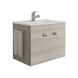 Mobile bagno sospeso 60 cm con lavabo e portasalviette rovere grigio - Erika 99032