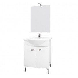 Mobile bagno 60 cm con lavabo e specchio bianco - Desy 7536
