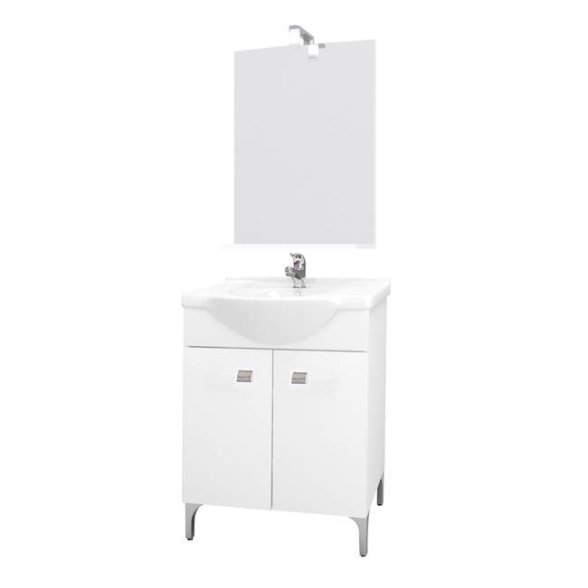 Mobile bagno 55 cm con lavabo e specchio bianco - Desy 7536