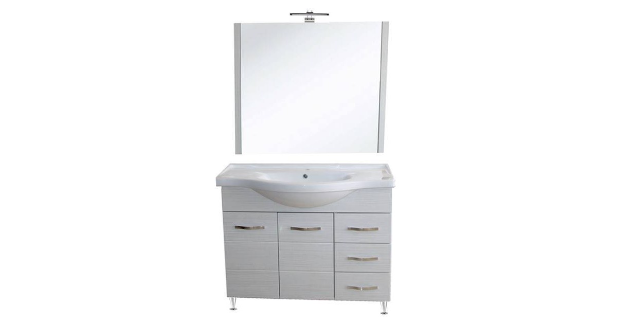 Mobile bagno 105 cm con lavabo e specchio bianco portuna - Antonella 16969