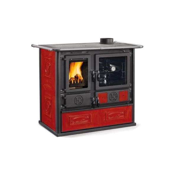 Cucina A Legna 8,8 kW In Maiolica Rossa La Nordica 5 Stelle Bordeaux