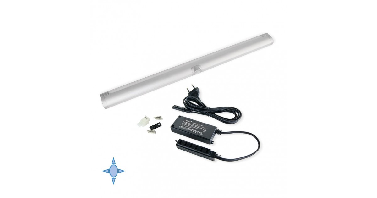 Applique LED 60 cm, luce bianca fredda, in alluminio e plastica con sensore di movimento
