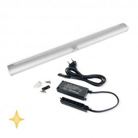 Applique LED 60 cm, luce bianca calda, in alluminio e plastica con sensore di movimento