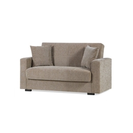 Divano Letto Contenitore 2 Posti In Tessuto Con Braccioli Nora Beige