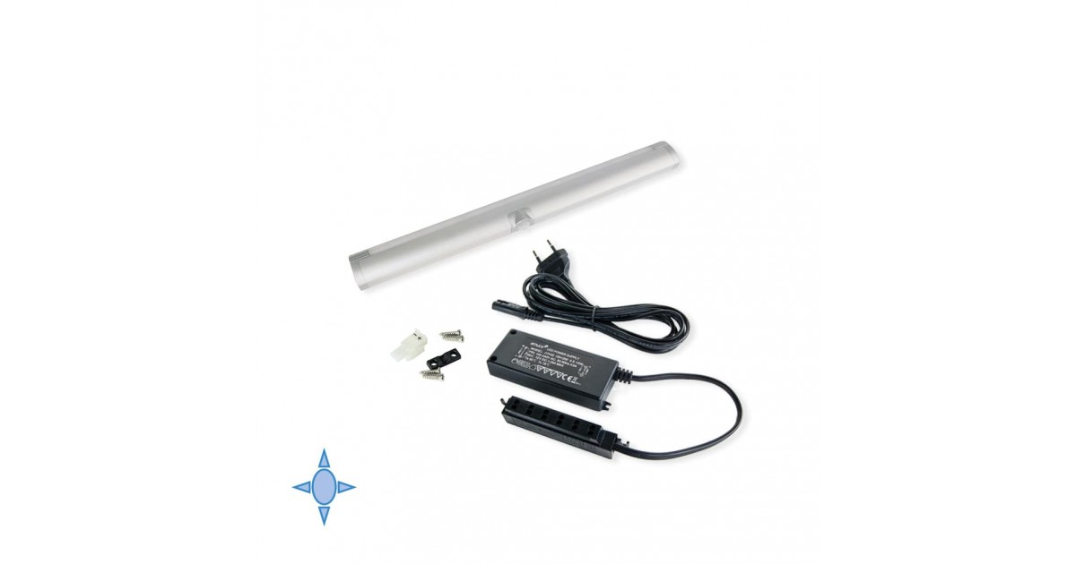 Applique LED 39,5 cm luce bianca fredda, con sensore di movimento, in alluminio e plastica